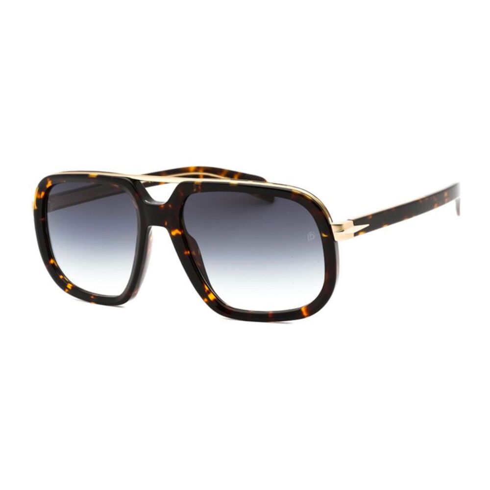 David Beckham Sunglasses Aviator Full Rim, Havana Gold Frame and Dark Grey